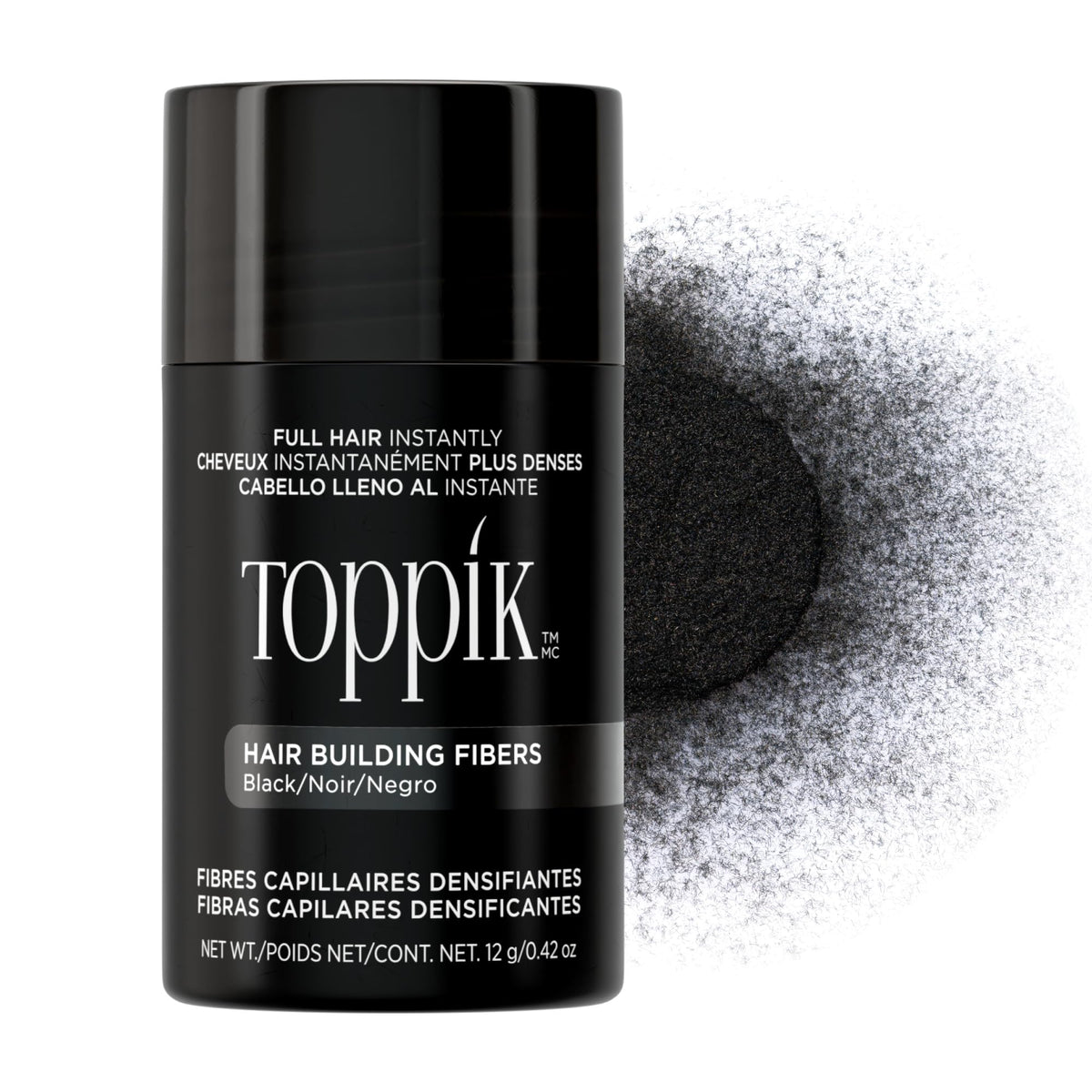 TOPPIK front packaging in black showing product and benefits