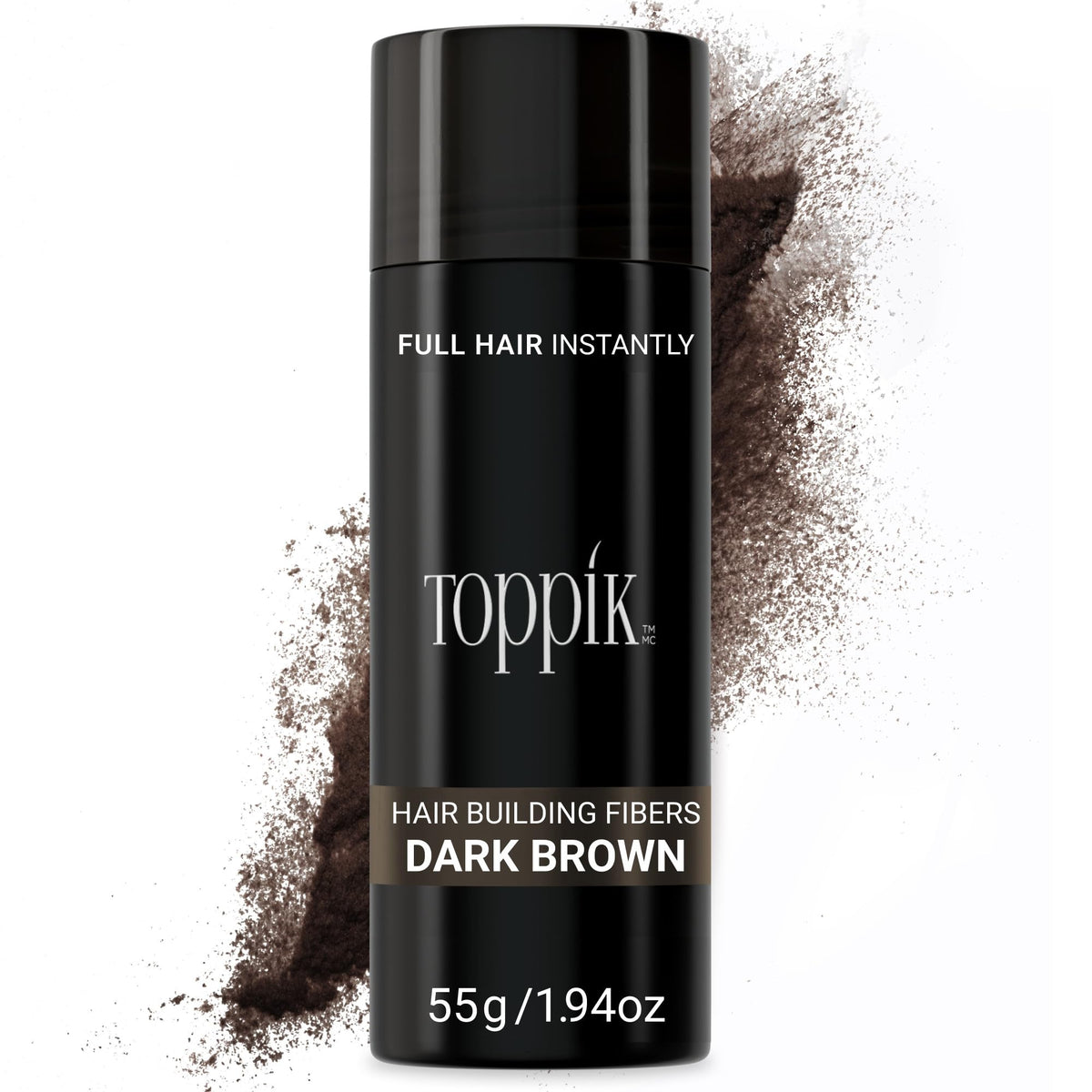 TOPPIK dark brown front packaging showing product and label benefit