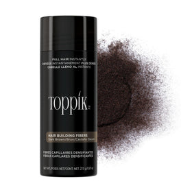Toppik front packaging showing Dark Brown shade and 27.5g for easy identification