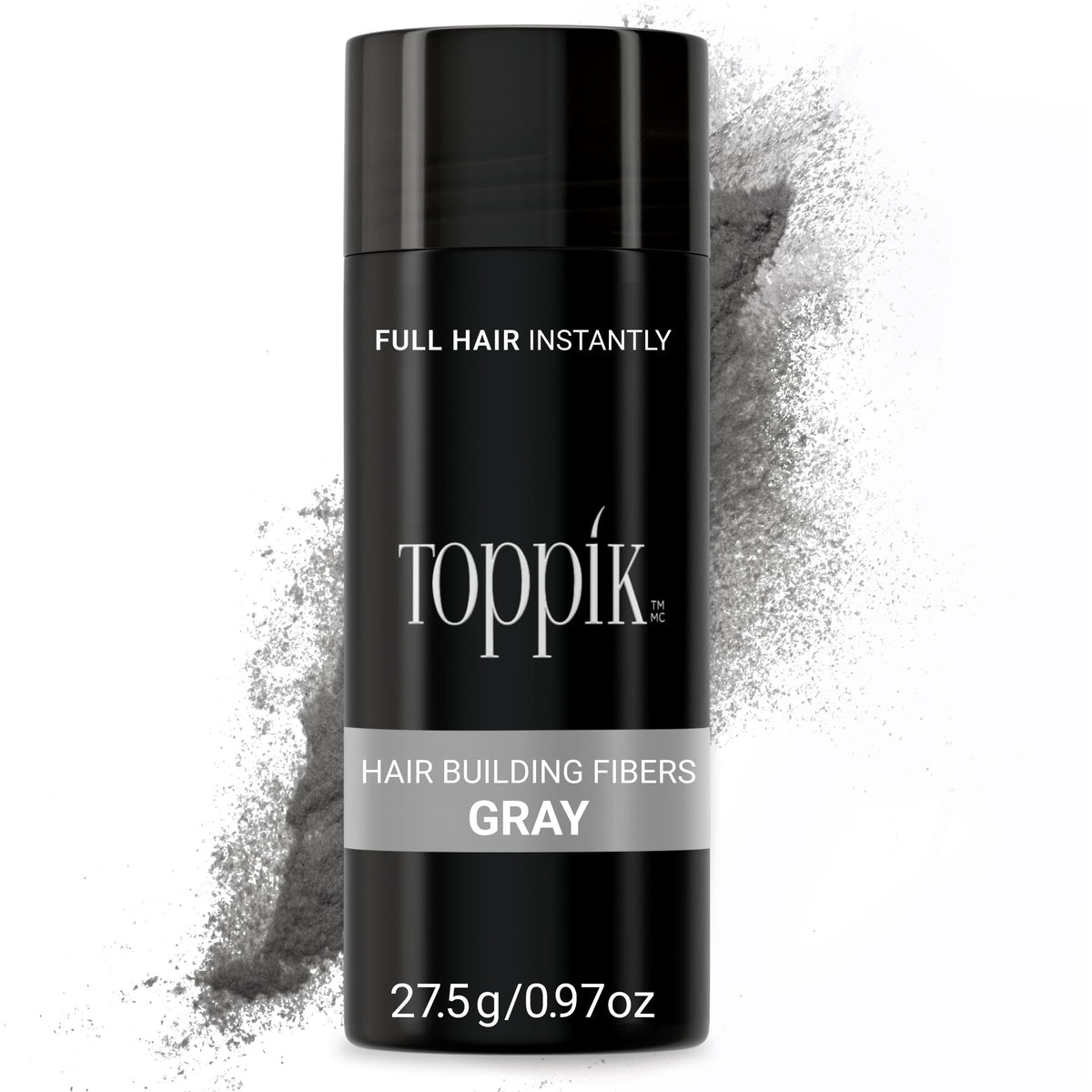 TOPPIK front packaging showing gray 27.5g container and label benefit