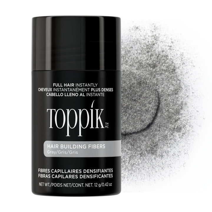 TOPPIK gray front packaging showing product and benefit of instant thickness