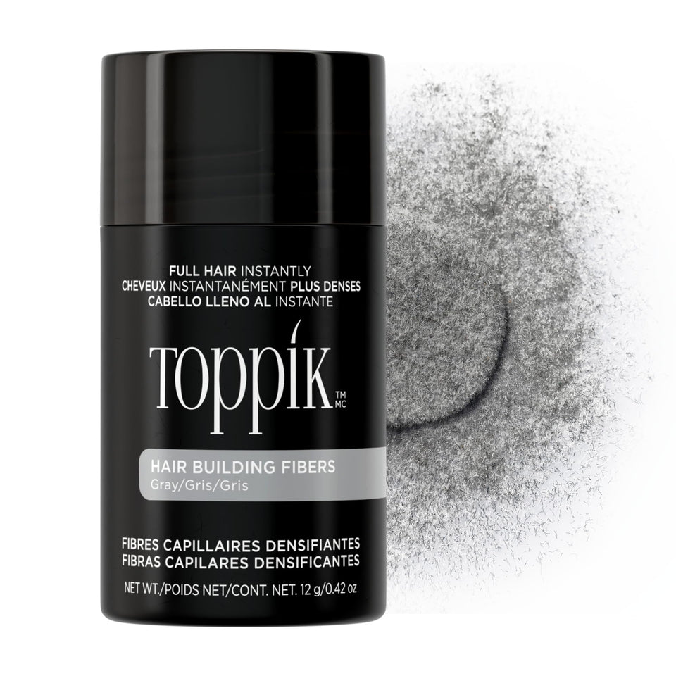 TOPPIK gray front packaging showing product and benefit of instant thickness