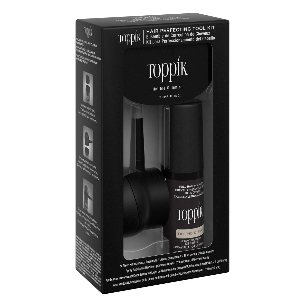 TOPPIK Hairline Optimizer close-up demonstrating textured edge for softer, natural hairline blending