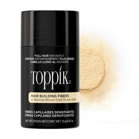 Toppik front packaging showing light blonde bottle and branding for instant coverage