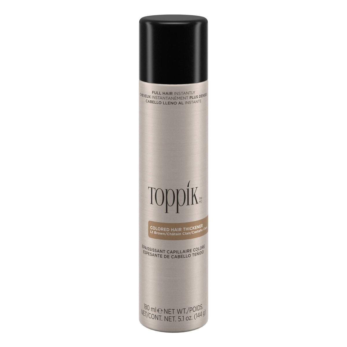 TOPPIK bottle front packaging showing light brown shade and benefits