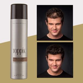 TOPPIK spray mist texture closeup showing even pigment dispersion