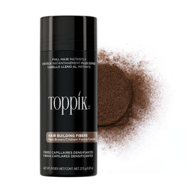 Toppik medium brown jar front view showing compact packaging and convenience