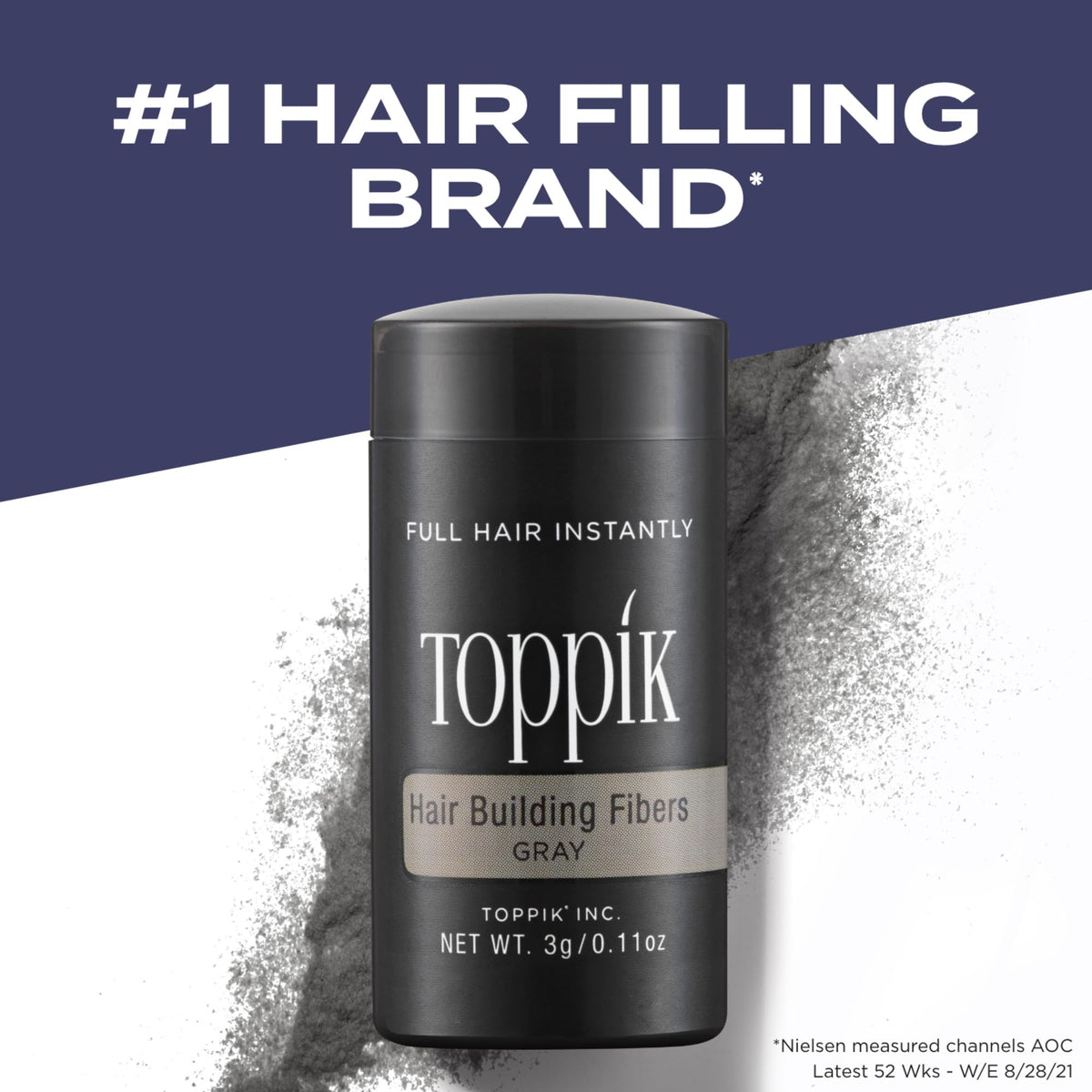 TOPPIK open container with loose fibers visible for quick touch-ups
