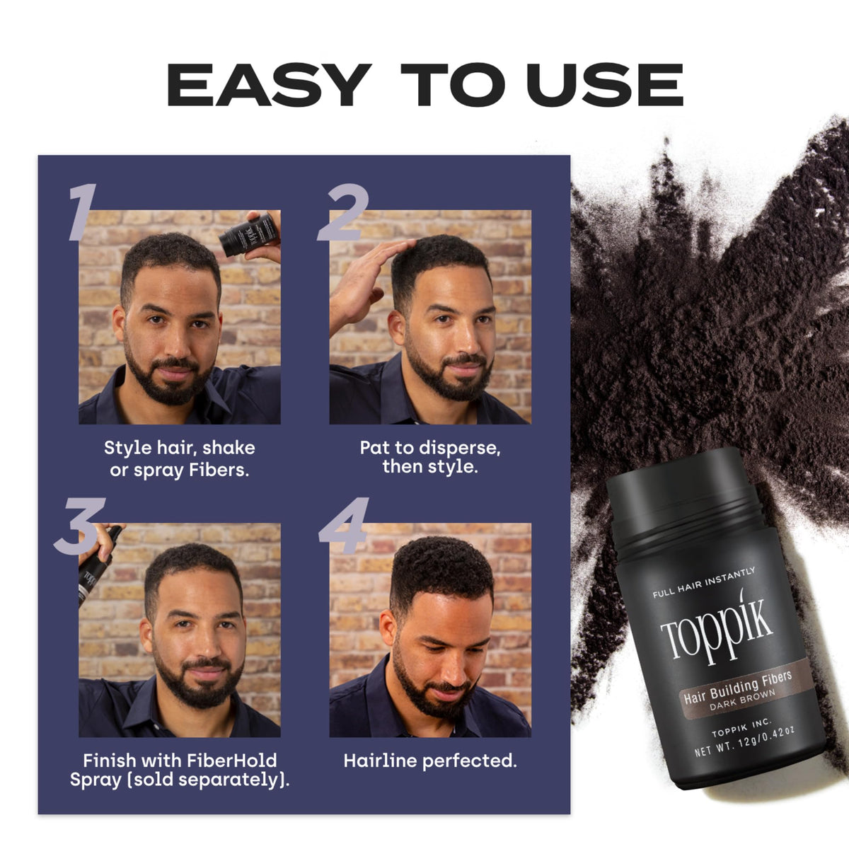 stylist applying TOPPIK for root touch-up to conceal thinning areas