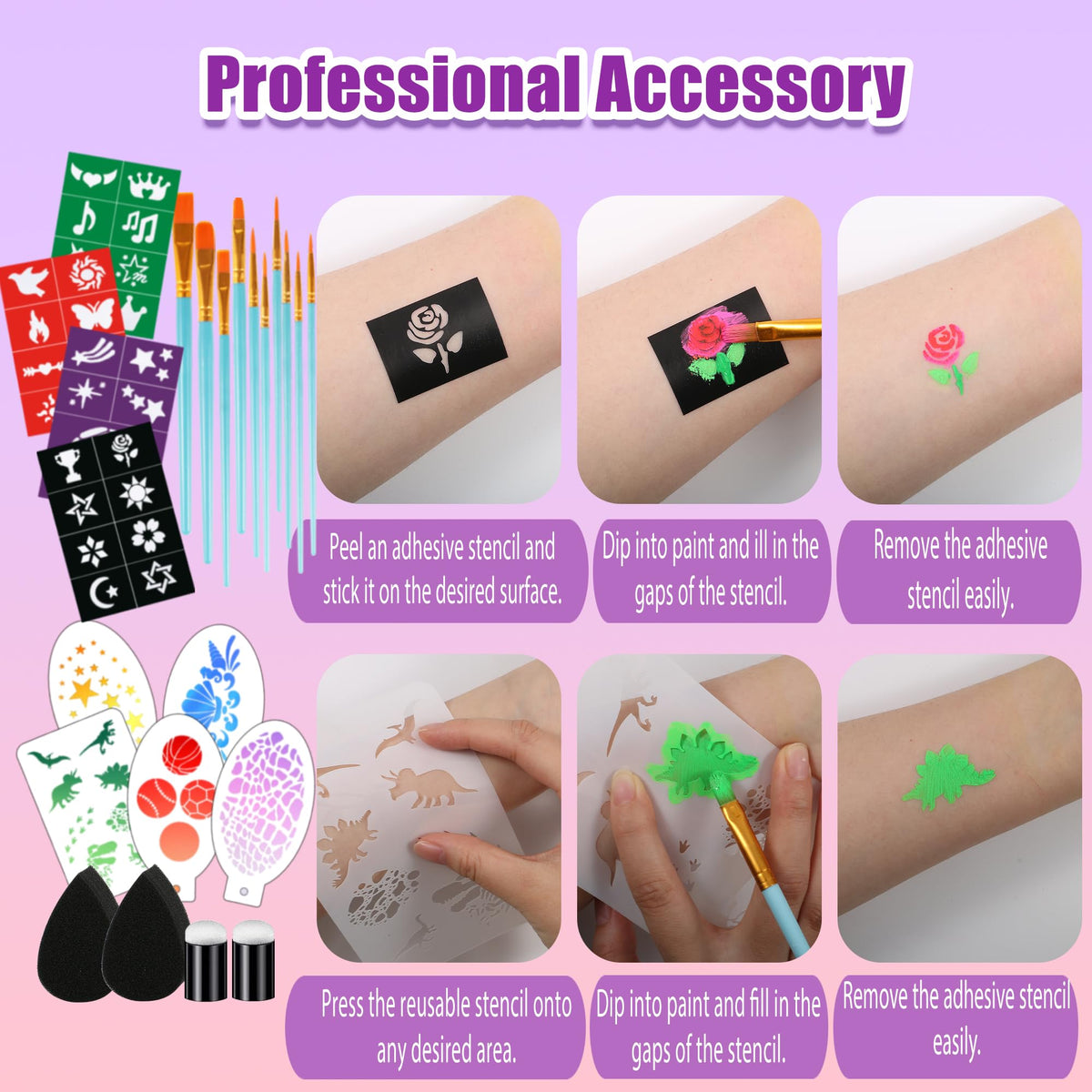 torbers stencils and sticker sheets for quick themed face art