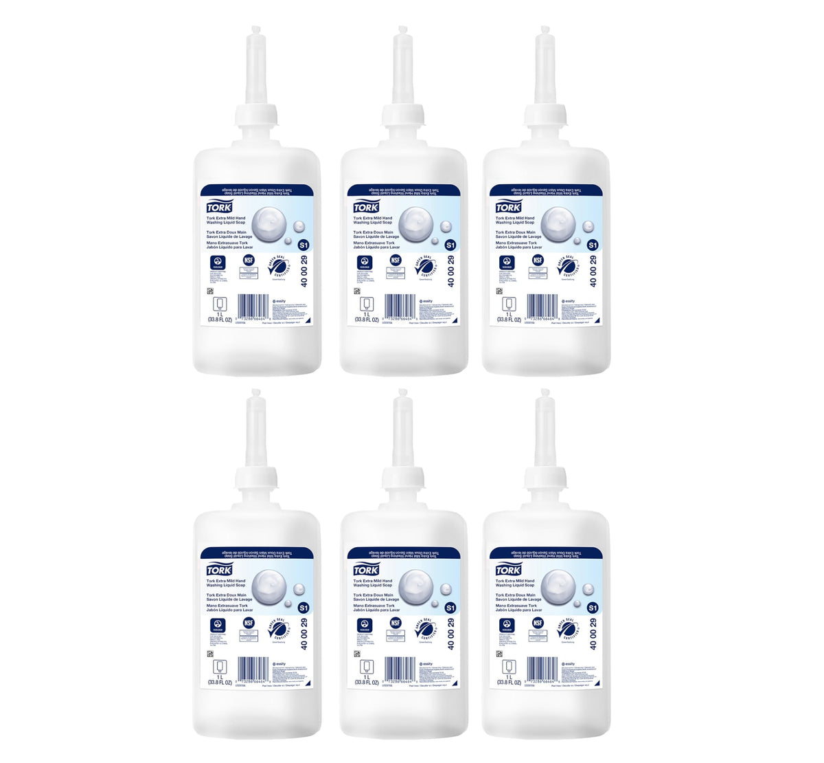 Tork bottle front packaging showing clean design and easy refill benefit