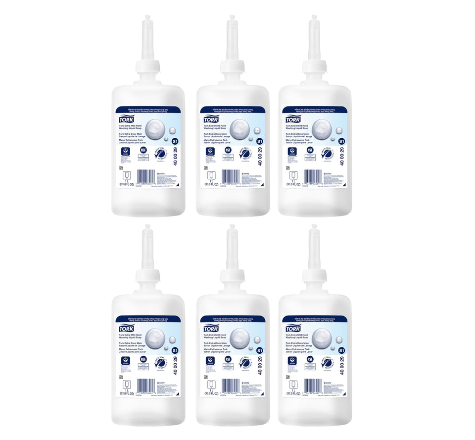 Tork bottle front packaging showing clean design and easy refill benefit