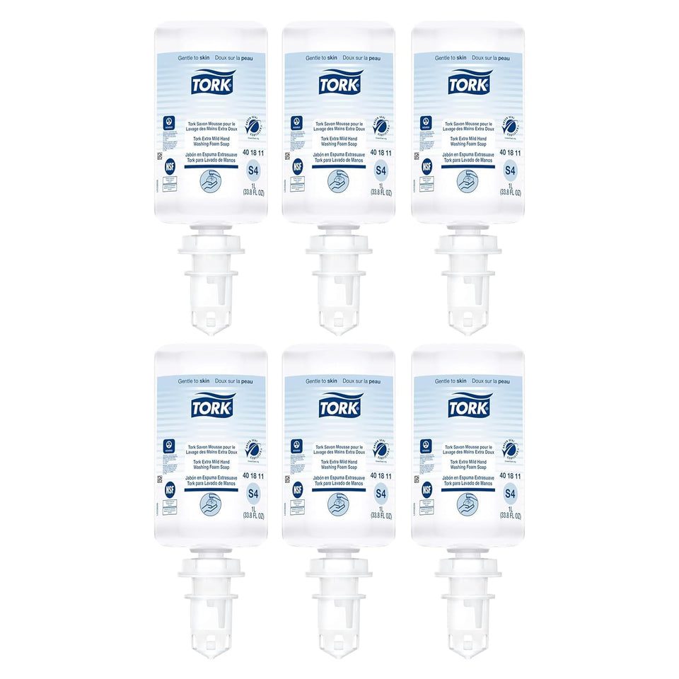 Tork extra mild front packaging showing refill bottle and brand benefit