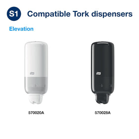 Tork pump detail illustrating single-use pump for reduced contamination