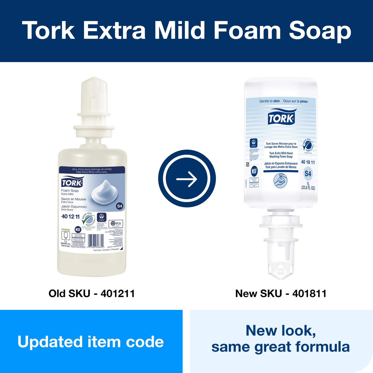 Tork extra mild held in hand for size comparison showing 1L capacity benefit