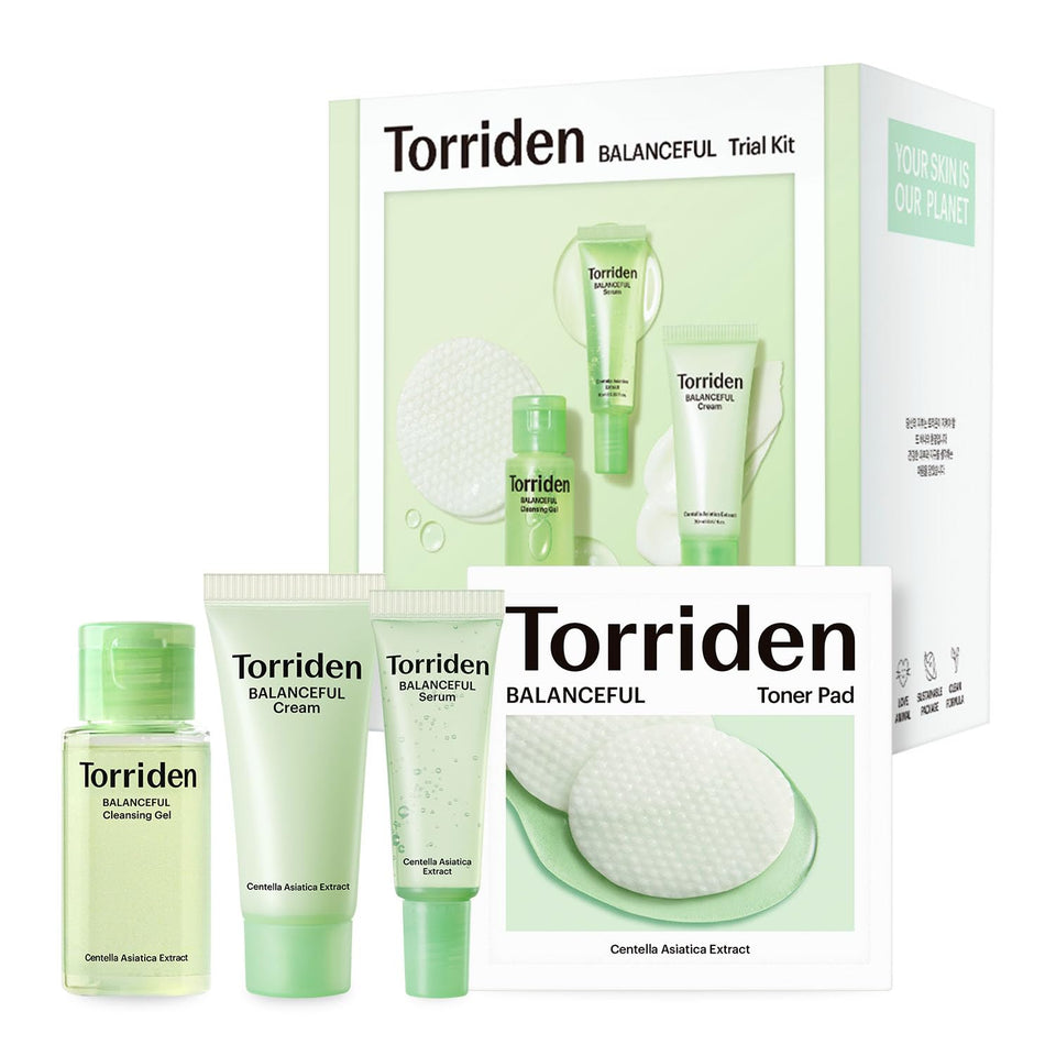 Torriden front packaging showing compact travel-friendly kit benefits