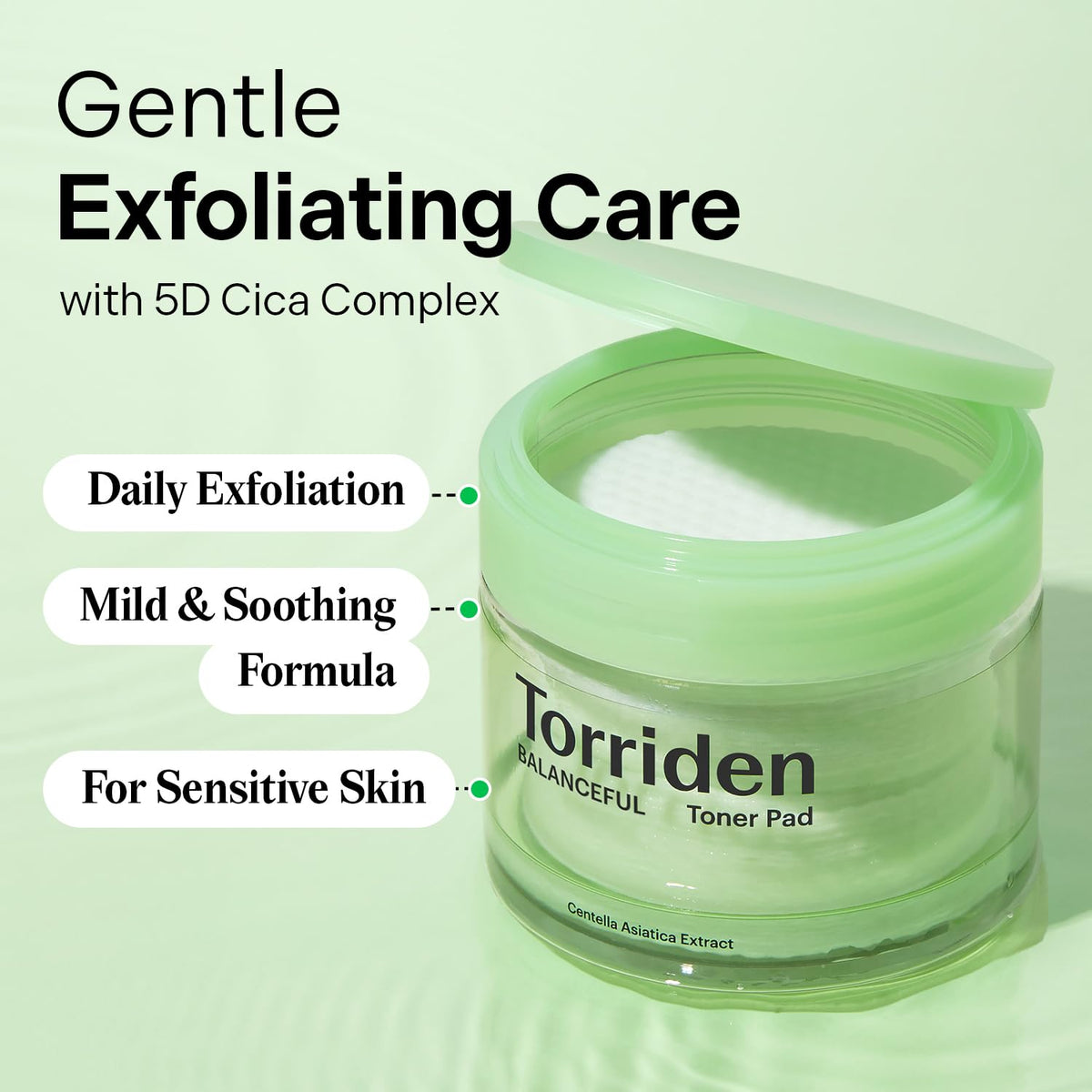 Torriden opened lid revealing pre-soaked pads for convenience