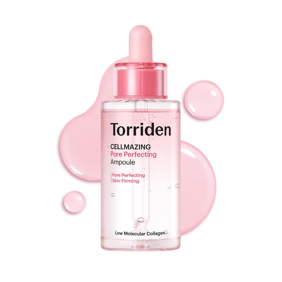 Torriden front bottle showing sleek ampoule design and easy application benefit
