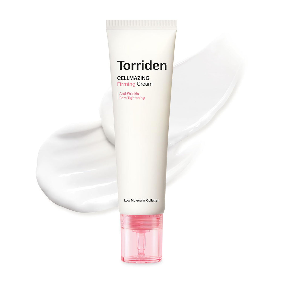 Torriden jar front view showing clean design and firming cream benefits