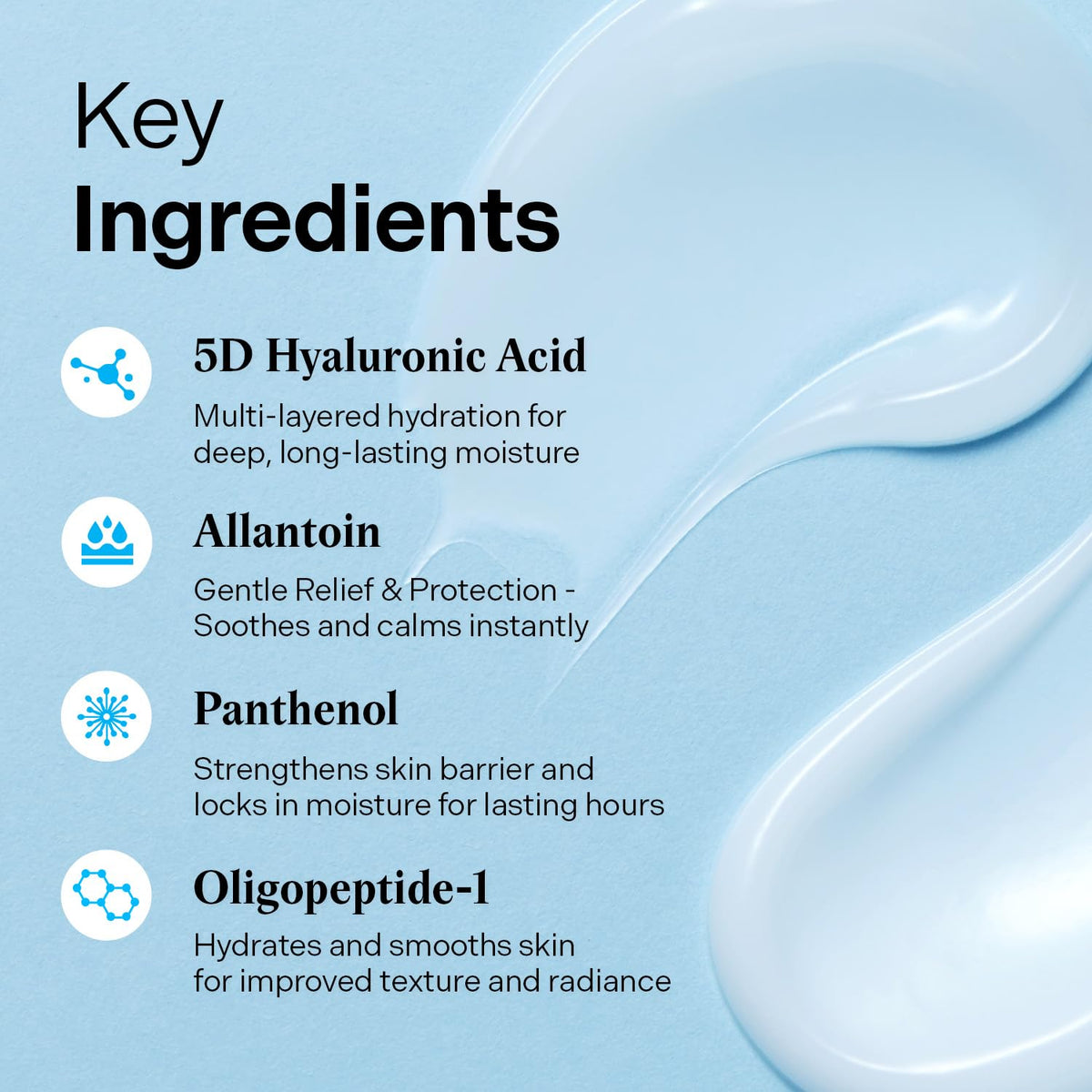 Torriden hyaluronic focus shot emphasizing 5D hyaluronic complex for deep moisture
