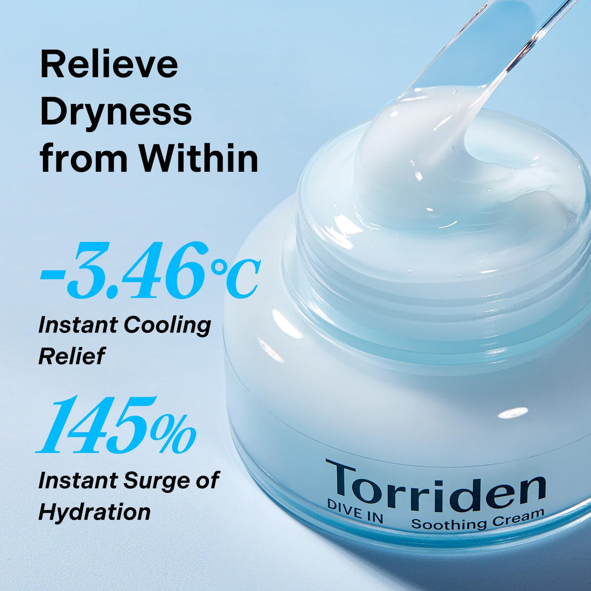 Torriden cream texture close-up highlighting smooth barrier and plumping effect