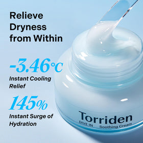 Torriden cream texture close-up highlighting smooth barrier and plumping effect