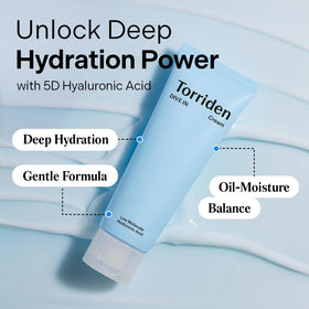 Torriden creamy texture swipe highlighting lightweight feel and quick absorption