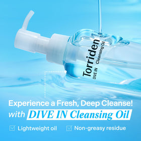 Torriden texture closeup of oil consistency, illustrates smooth glide and makeup removal