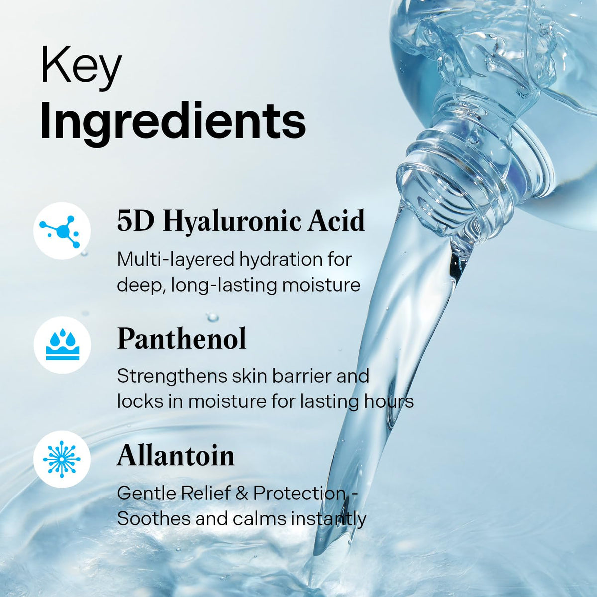 Pouring Torriden toner into hand showing lightweight hydration application