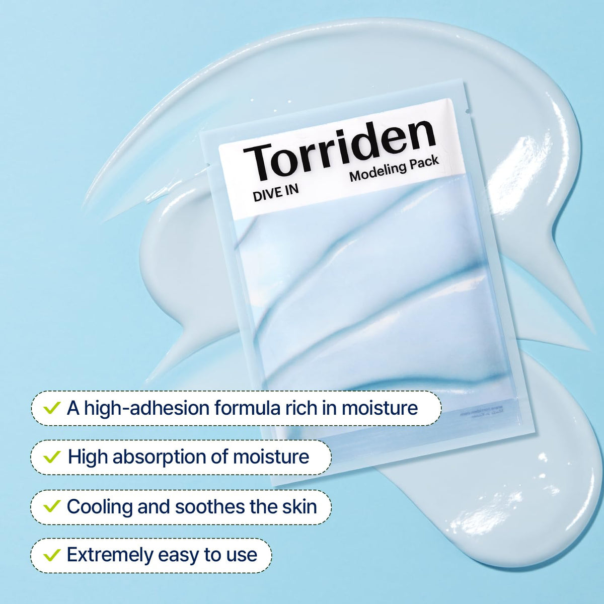 Torriden mixed mask texture close-up showing creamy adhesive gel