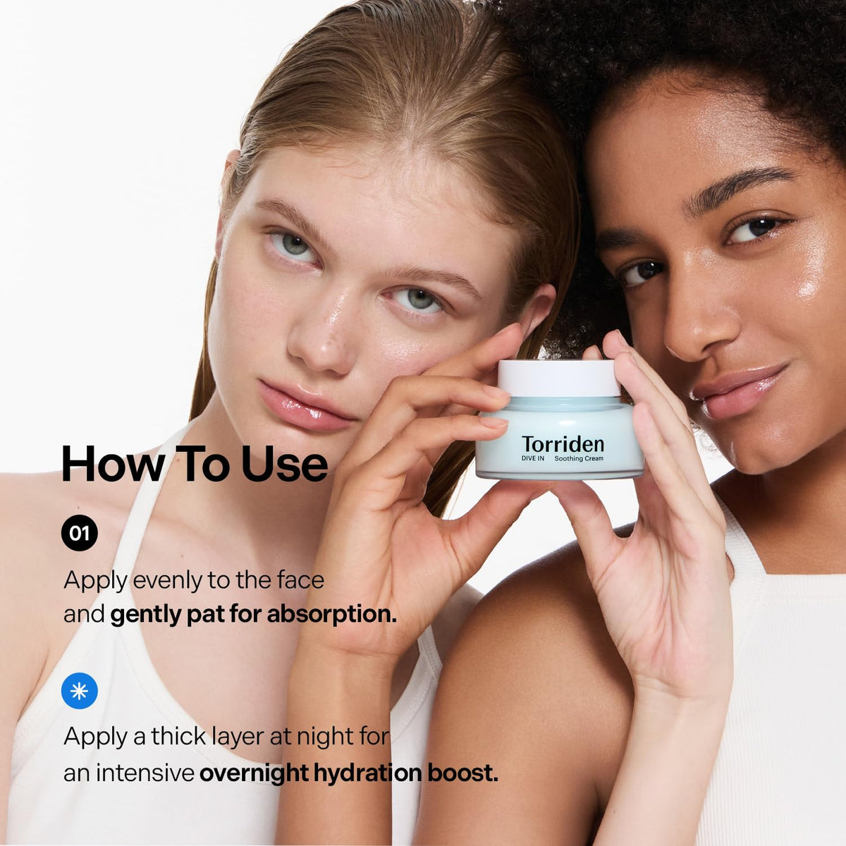 Torriden in nighttime routine lifestyle image showing calm, hydrated skin benefits