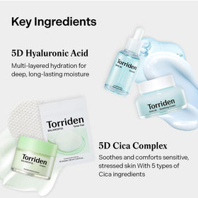 Torriden set styled on bathroom shelf to show everyday skincare routine