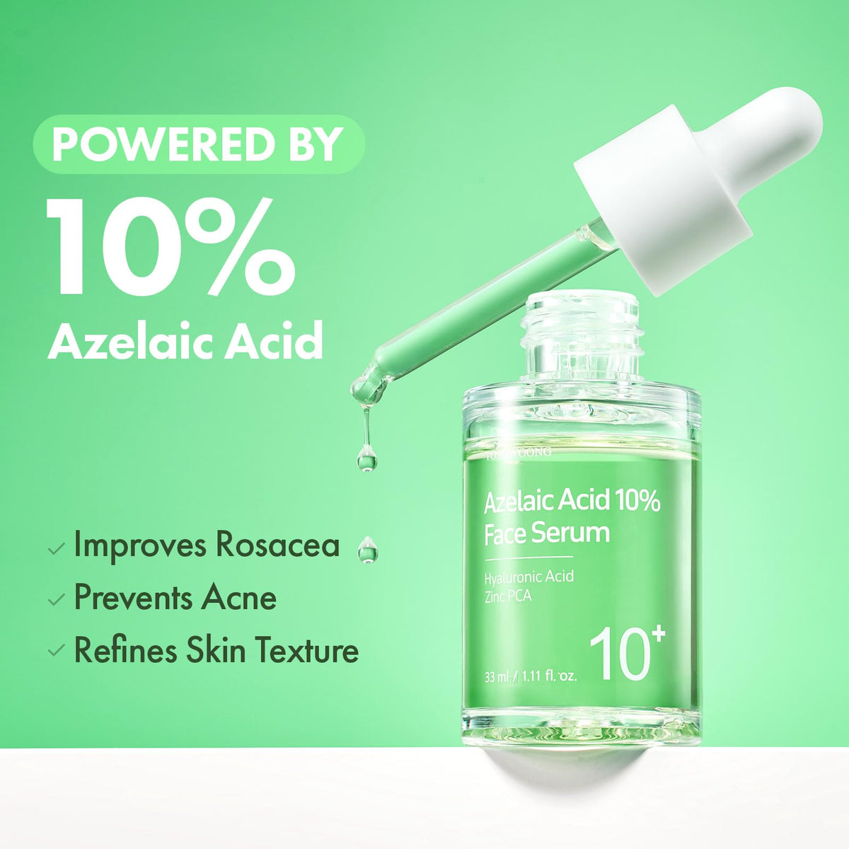 TOSOWOONG serum texture on fingertip highlighting lightweight, fast-absorbing feel