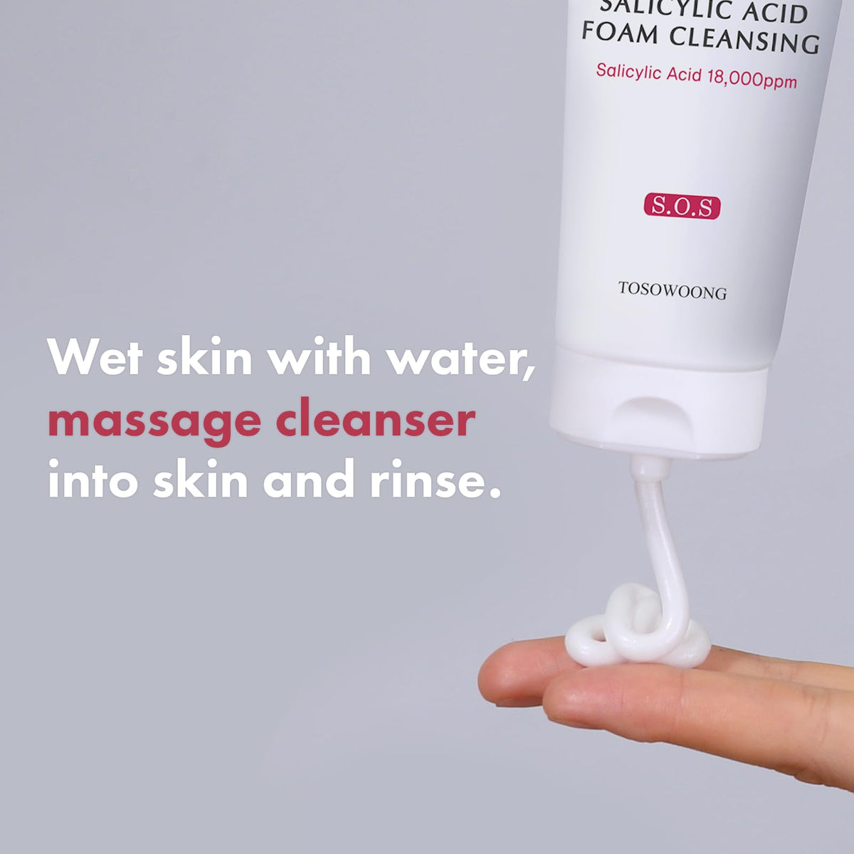 TOSOWOONG foam lather on skin showing effective spread and gentle exfoliation