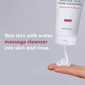 TOSOWOONG foam lather on skin showing effective spread and gentle exfoliation