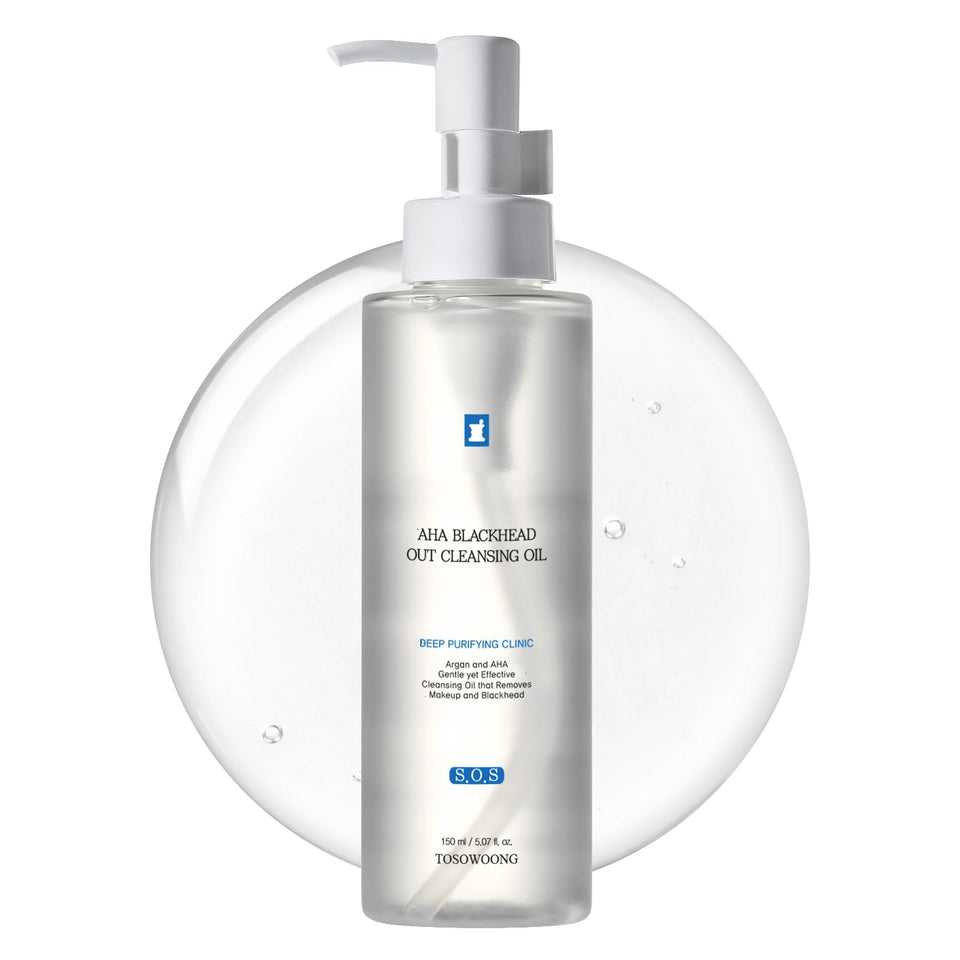 TOSOWOONG front bottle showing clear cleanser packaging and volume benefit