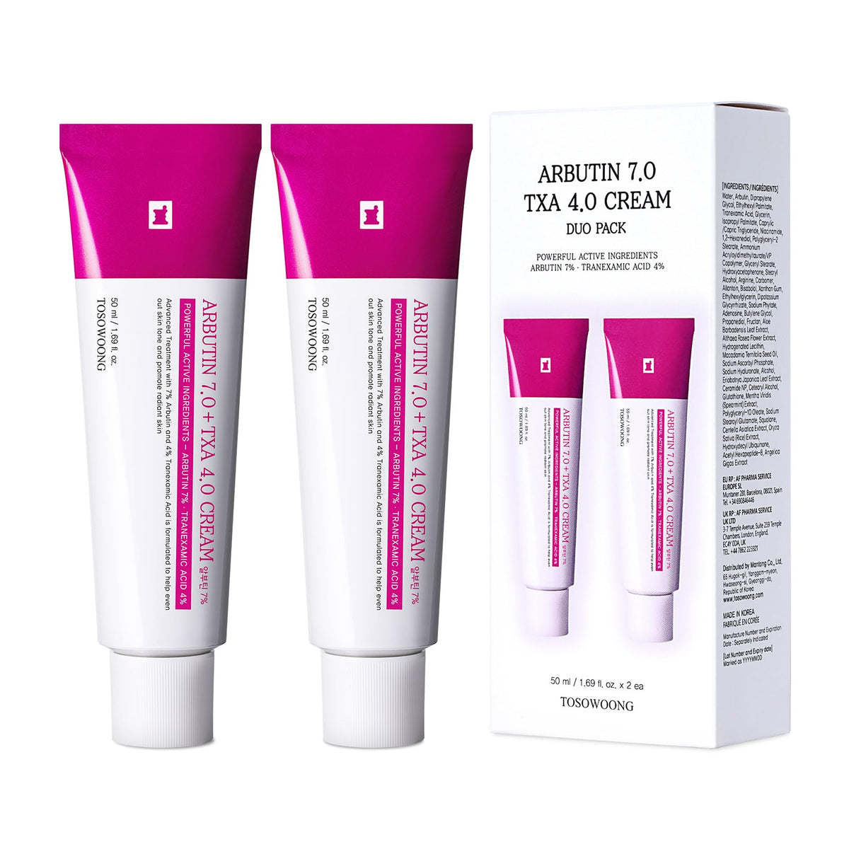 TOSOWOONG front packaging showing dual 50ml bottles and product benefits