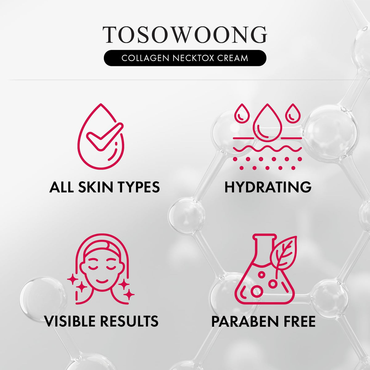 TOSOWOONG being applied to neck demonstrating gentle upward massage for firming