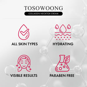 TOSOWOONG being applied to neck demonstrating gentle upward massage for firming