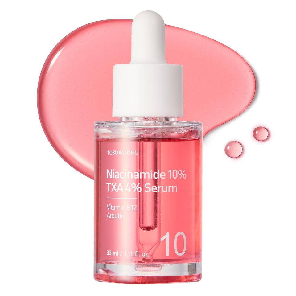 TOSOWOONG serum front packaging showing bottle and label, clear product identity and benefit