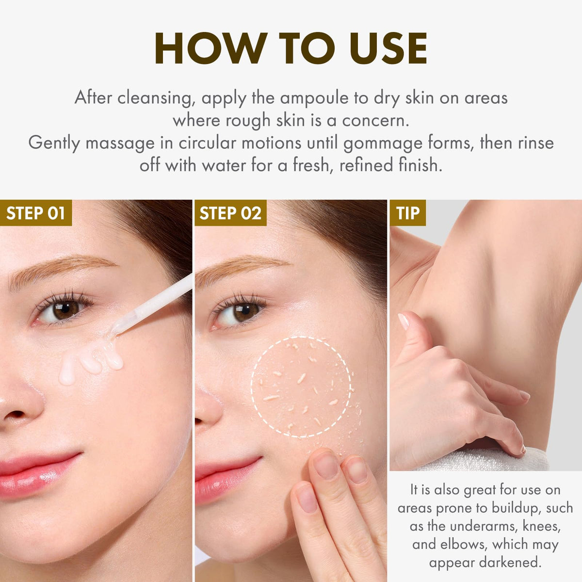TOSOWOONG applying ampoule to face illustrating gentle exfoliation benefit