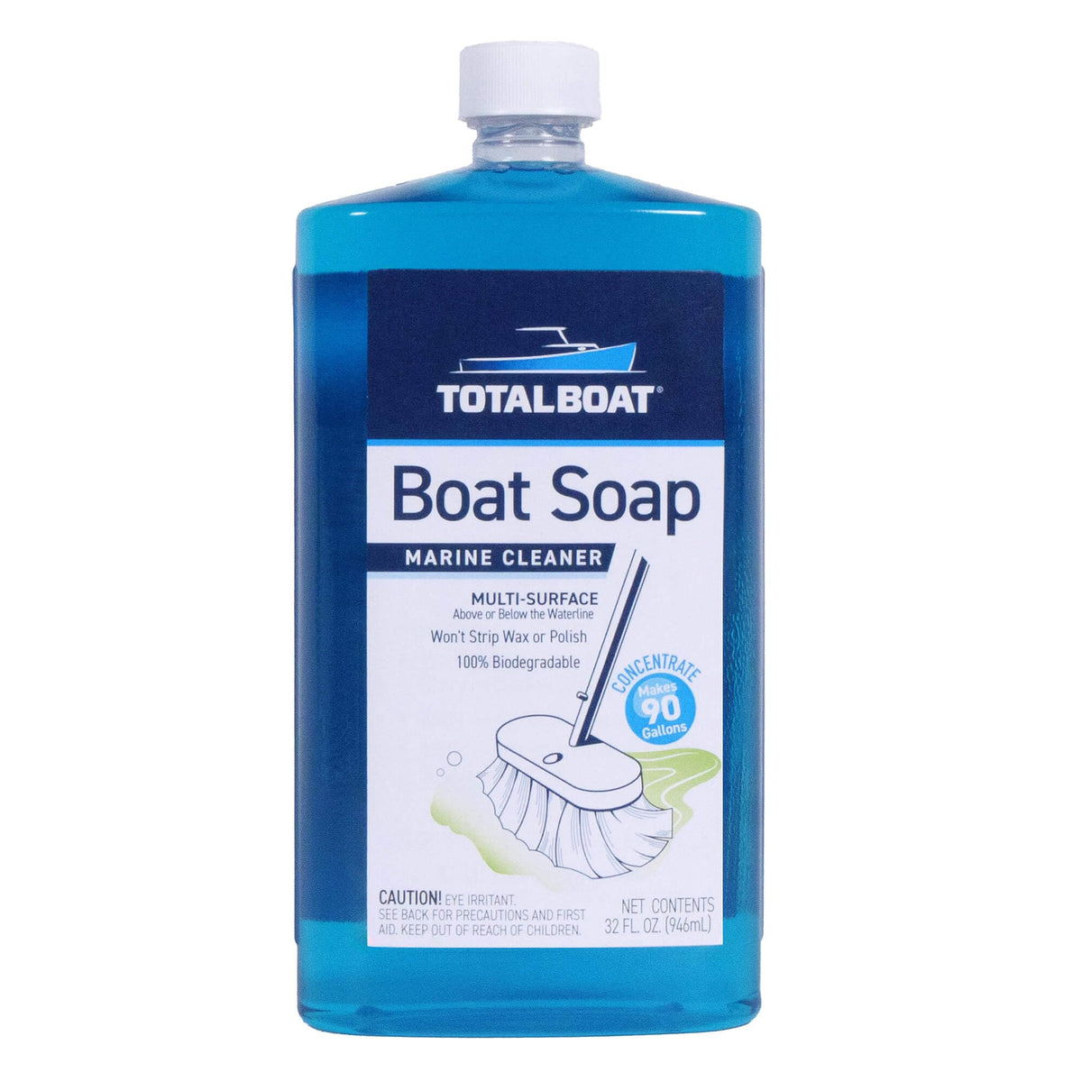 TotalBoat bottle front label showing size and biodegradable benefit