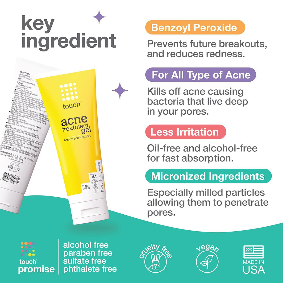 TOUCH applying gel to cheek demonstrating spot-treatment benefit