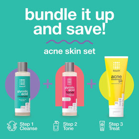 TOUCH applying gel to chest showing body-acne control benefit