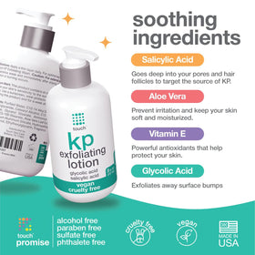 TOUCH ingredient label closeup showing active acids and clean formulation benefit