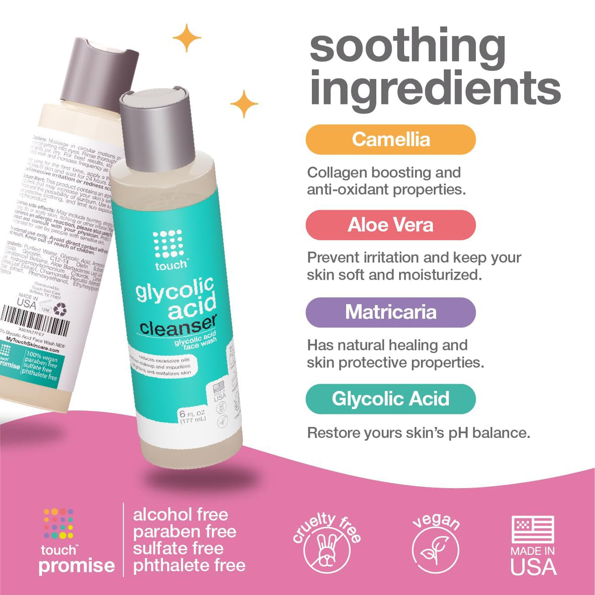 TOUCH gel texture on hand demonstrating gentle consistency and easy application benefit