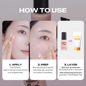 TOUCH IN SOL on bathroom counter in morning routine scene showing quick, everyday makeup prep benefit