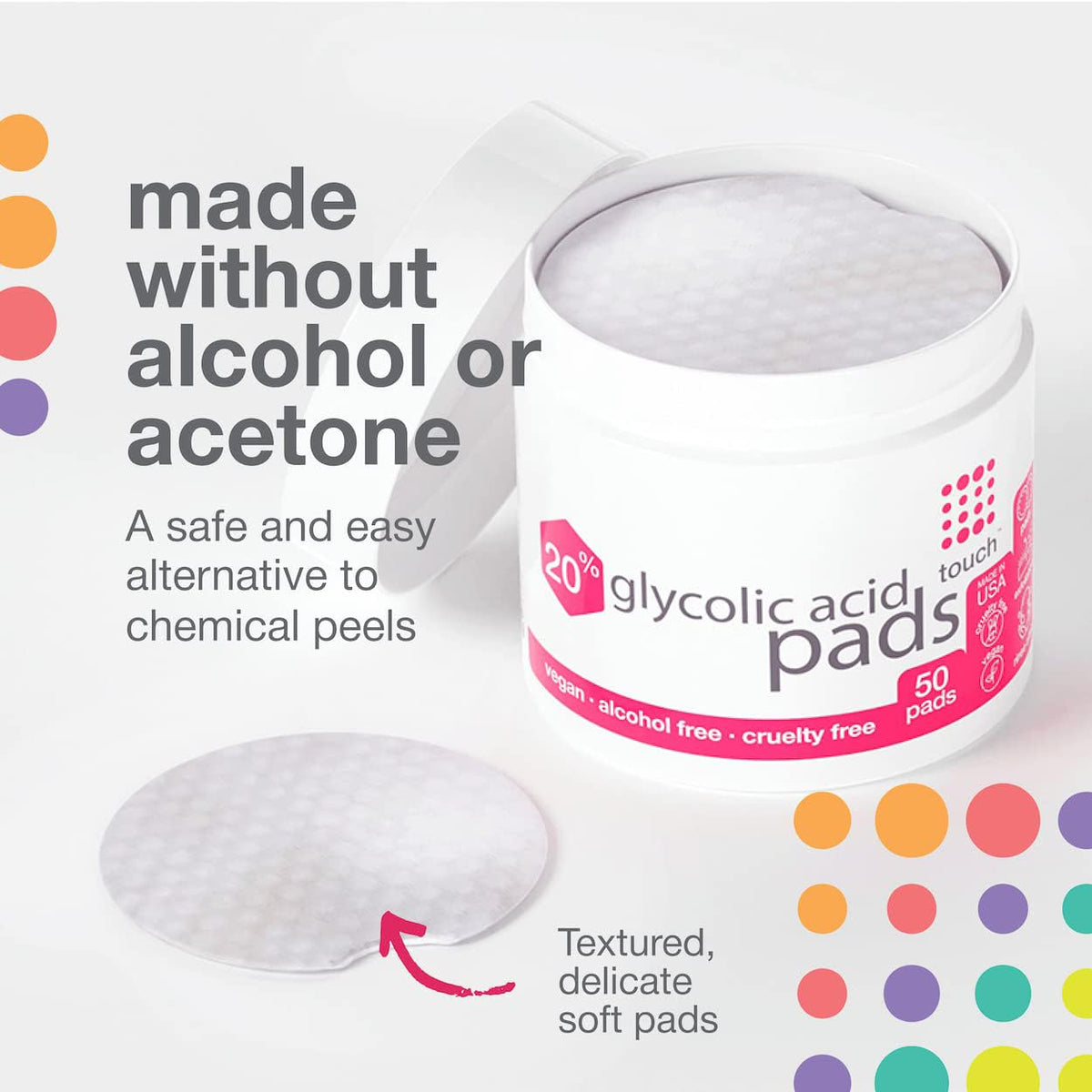 TOUCH pad in hand gently sweeping face demonstrating easy application