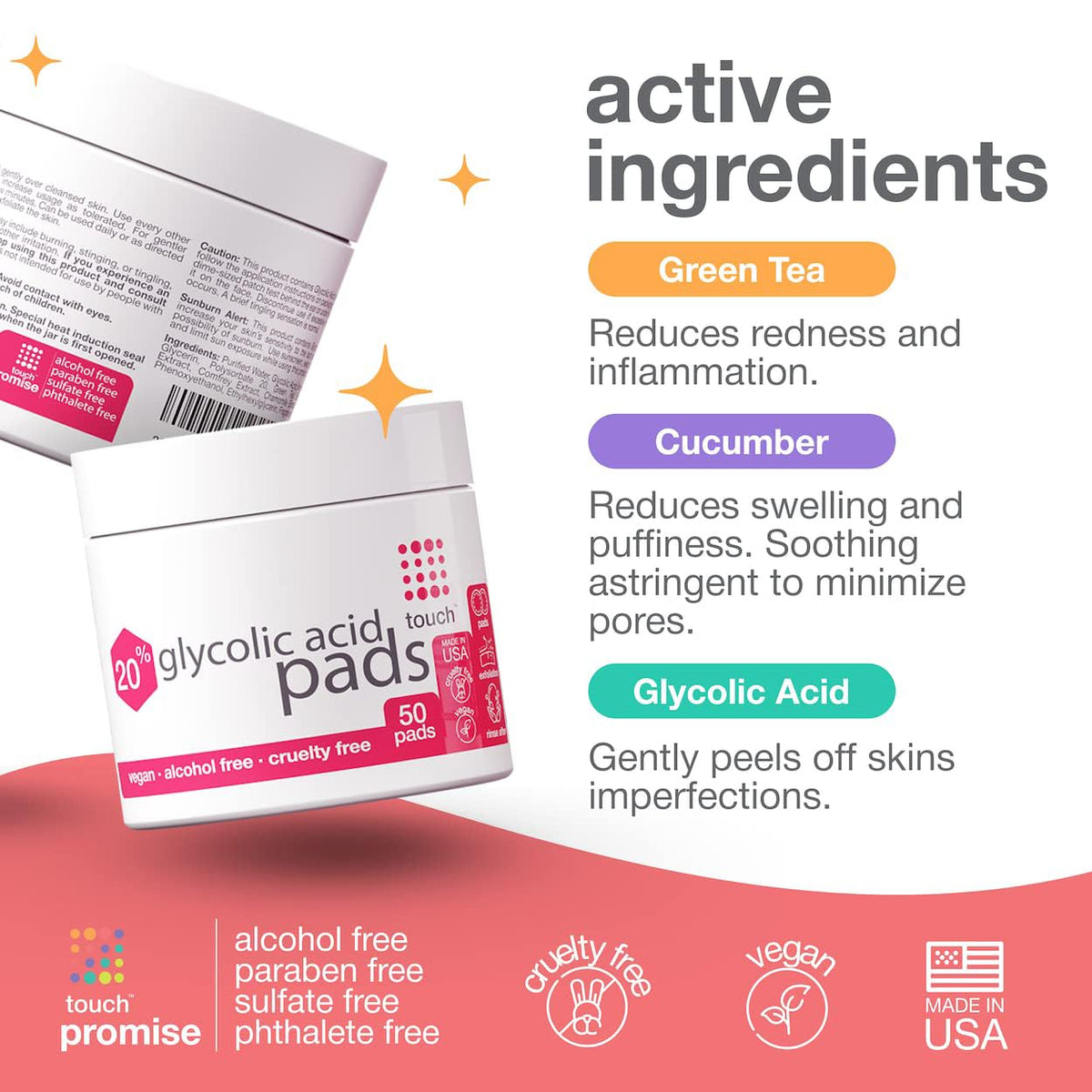 TOUCH pad saturated with solution highlighting even glycolic distribution