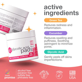 TOUCH pad saturated with solution highlighting even glycolic distribution